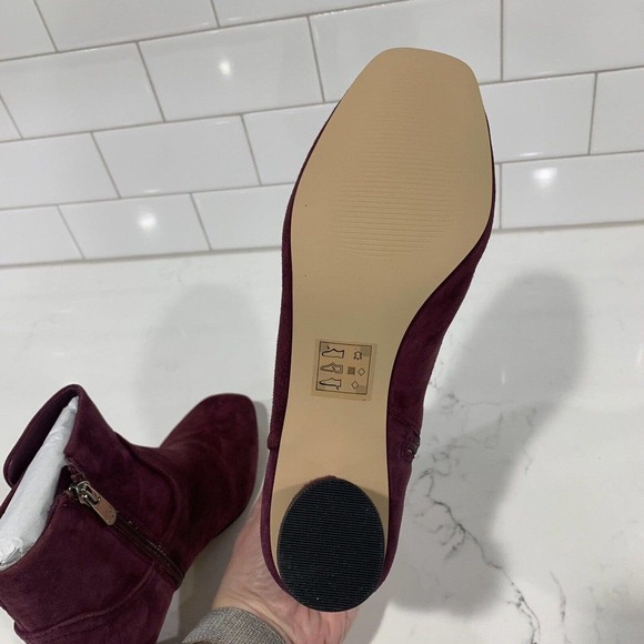 Draper James | Suede Leather Bootie Bethany Burgundy Square Toe Ankle NEW - Picture 6 of 8